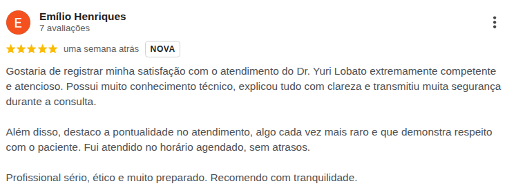 Depoimento Google Dr. Yuri Lobato